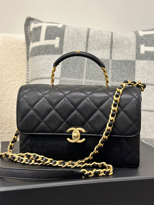 23Chanel - Handbag - Seasonal Top Handle With CC Logo on Handle - Caviar  - Black Gold  - AS4008 - £4,920.00